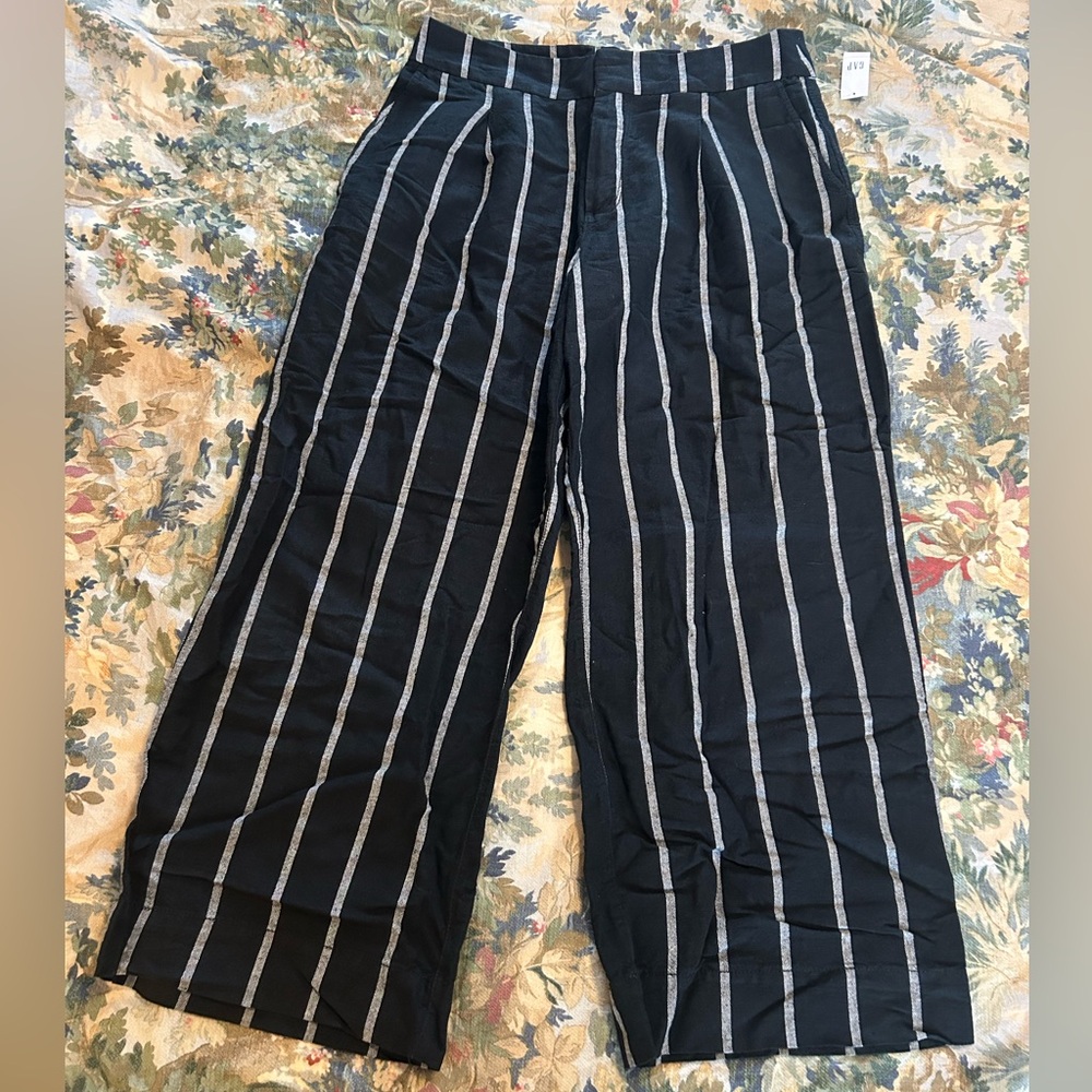 gap Black & White Cotton/Linen Blend Trousers NWT